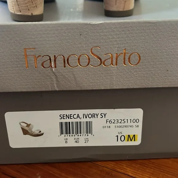 Franco Sarto ivory Seneca wedge sandals  NEW IN BOX - Picture 6 of 8